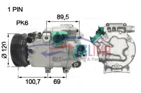 ECLIMA 121092 - COMPRESOR VISTEON VS18 HYUNDAI SONATA 2,0 PK6 119MM 12V