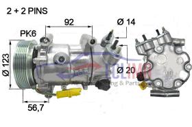 ECLIMA 121978 - COMPRESOR SANDEN SD6C12 CITROEN-PEUGEOT PV6 123MM 12V