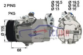 ECLIMA 121132X - COMPRESOR EQUIV  DELPHI-HARRISON CVC OPEL PV5 109MM 12V