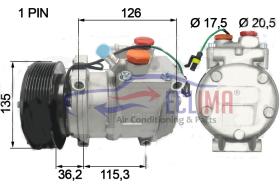 ECLIMA 121969 - COMPRESOR DENSO 10PA17C JOHN DEERE PV8 140MM 24V