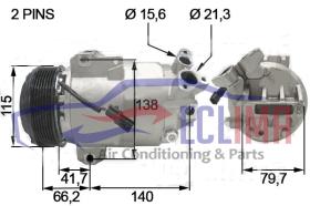 ECLIMA 121026 - COMPRESOR ZEXEL DKS17D RENAULT PV7 115MM 12V