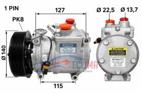 ECLIMA 121183 - COMPRESOR DENSO 10PA17C JOHN DEERE PV8 145MM 12V