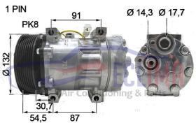 ECLIMA 121358 - COMPRESOR SANDEN SD7H15 VOLVO-VOLVO TRUCKS PV8 132MM 24V