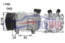 ECLIMA 121508 - COMPRESOR SANDEN SD7H15 O.RING VERT. PV8 120MM 24V