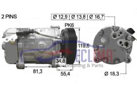 ECLIMA 121763 - COMPRESOR SANDEN SD7V16 AUDI-SEAT-SKODA-VAG-VOLKSW PV6 120MM