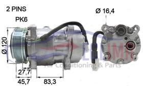 ECLIMA 121860X - COMPRESOR EQUIV SANDEN 7V16 FIAT-LANCIA-PSA PV6 120MM 12V