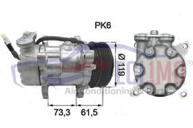 ECLIMA 121862 - COMPRESOR SANDEN SD6V12 CITROEN-PEUGEOT PV6 120MM 12V