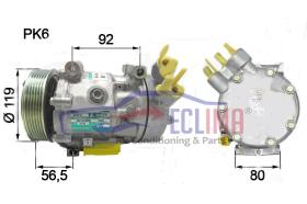 ECLIMA 121979 - COMPRESOR SANDEN SD7V16 CITROEN-FIAT-PEUGEOT PV6 123MM 12V