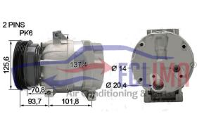 ECLIMA 121658X - COMPRESOR EQUIV DELPHI-HARRISON V5 RENAULT PV6 130MM 12V