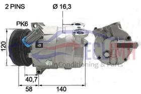 ECLIMA 121116X - COMPRESOR EQUIV DELPHI-HARRISON V5 FIAT-OPEL-SAAB PV6 125MM