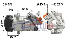 ECLIMA 121947 - COMPRESOR DENSO RENAULT 6SEL14C MEGANE III 1.5DCI PV6 125MM