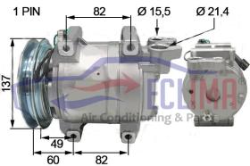 ECLIMA 121384 - COMPRESOR DKS15D HITACH-JOHN DEERE-HYUNDAY AGRI A1 137MM 24V