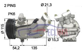 ECLIMA 121929 - COMPRESOR DELPHI-HARRISON CVC NISSAN-RENAULT PK6 115MM 12V