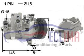 ECLIMA 121020 - COMPRESOR ZEXEL DCS14IC SUZUKI PV7 110MM 12V