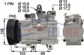 ECLIMA 121046X - COMPRESOR HYUNDAI - KIA  HS18 119MM PV6 12V