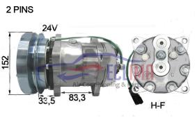 ECLIMA 121518 - COMPRESOR SANDEN SD7H15 CATERPILLAR 1/C 152MM 24V