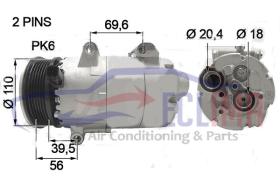 ECLIMA 121686 - COMPRESOR VISTEON VS16 FORD PV6 110MM 12V