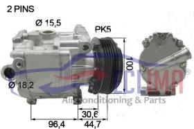 ECLIMA 121898 - COMPRESOR DENSO SCSB06 ALFA FIAT LANCIA PV5 105MM 12V