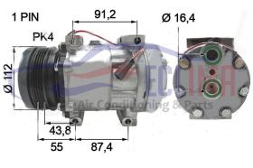 ECLIMA 121987X - COMPRESOR EQUIV SANDEN SD7H15 MASSEY FERGUSON  PV4 112MM 12V