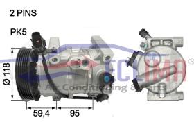 ECLIMA 122029 - COMPRESOR DOOWAN DVE9 KIA RIO PV5 116MM 12V