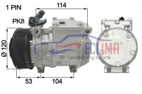 ECLIMA 121622X - COMPRESOR EQUIV DENSO 10PA15C JOHN DEERE PV8 120MM 12V