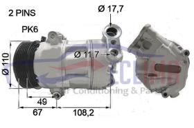 ECLIMA 121266 - COMPRESOR DELPHI-HARRISON 5CVC FIAT PV6 110MM 12V