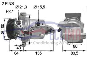 ECLIMA 122501 - COMPRESOR ZEXEL DKV09Z DACIA/RENAULT/NISSAN PV7 100MM 12V
