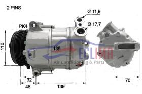 ECLIMA 122046X - COMPRESOR EQUIV. CVC POLI IV 12V FIAT DUCATO