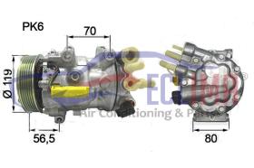 ECLIMA 121859X - COMPRESOR EQUIV. SANDEN CITROEN -PEUGEOT PV6 120MM 12V