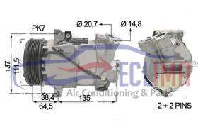 ECLIMA 122117X - COMPRESOR QUIV. SELTEC VALEO VCS-14EC RENAULT PV7 115MM 12V