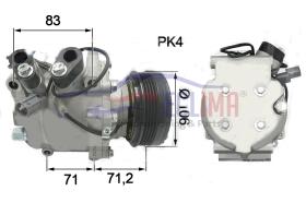 ECLIMA 121522X - COMRPESOR EQUIV. HONDA CIVIC PV4 106MM 12V