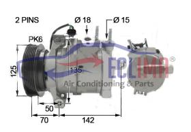 ECLIMA 122147X - COMPRESOR EQUIV. DENSO PV6 12V CHRYSLER RAM