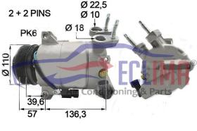 ECLIMA 122151 - COMPRESOR  VISTEON FOCUS- CMAX PV6 12V