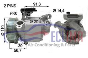 ECLIMA 122097X - COMPRESOR EQUIV. VALEO / ZEXEL CITROEN   PV6 110MM 12V