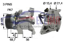 ECLIMA 122090X - COMPRESOR EQUIV. VALEO/ZEXEL DKV-10R  SUBARU PV7 100MM 12V