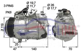 ECLIMA 122099 - COMPRESOR DENSO VIANO - SPRINTER POLI 6 119MM 12V