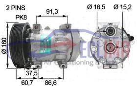 ECLIMA 122073 - COMPRESOR SANDEN SD7H15  PV8 160MM 24V DAF