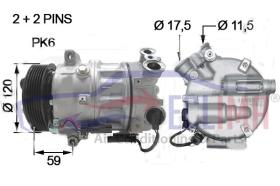 ECLIMA 122064X - COMPRESOR EQUIV. SANDEN PXC16 OPEL INSIGNIA PV6 120MM 12V