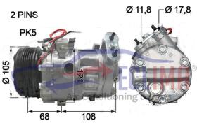 ECLIMA 121232X - COMPRESOR EQUIV.  DELPHI-HARRISON CVC OPEL PV5 114MM 12V