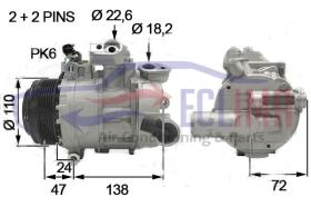 ECLIMA 121971X - COMP.EQUIV.  DENSO 7SBH17C PV6 110 MM. FORD TRANSIT