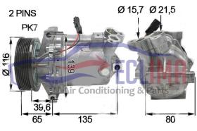 ECLIMA 121466 - COMPRESOR CALSONIC CR125 NISSAN - RENAULT PV7 12V 115MM