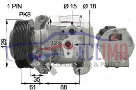 ECLIMA 121573 - COMPRESOR DENSO 10S15C MERCEDES ACTROS PV8 130MM 24V