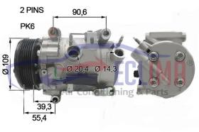 ECLIMA 121323X - COMPRESOR EQUIV. OPEL CORSA PV6 12V 109MM 1234YF