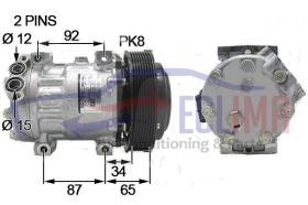 ECLIMA 122155 - COMPRESOR SANDEN CATERPILLAR SD7H15 PV8 152MM. 24V