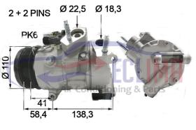 ECLIMA 122104 - COMPRESOR DENSO 7SBH17C PV6 115MM. 12V  FORD TRANSIT VIII