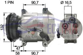 ECLIMA 121021 - COMPRESOR DELPHI V5 1A 132MM 12V KIOTI