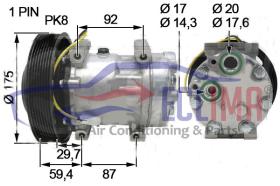 ECLIMA 121620Q - COMPRESOR QUE SD7H15 VOLVO TRUCKS PV8 180M 24V