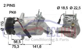 ECLIMA 122157 - COMPRESOR  HALLA VS19 PV6 110 MM. 12 V. TRANSIT