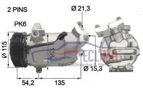 ECLIMA 121929X - COMPRESOR EQUIV. DELPHI CVC NISSAN-RENAULT PK6 115MM 12V