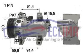 ECLIMA 122260 - COMPRESOR  CALSONIC CR12S PV7 135MM 12V LATERAL BRIDA NISSAN